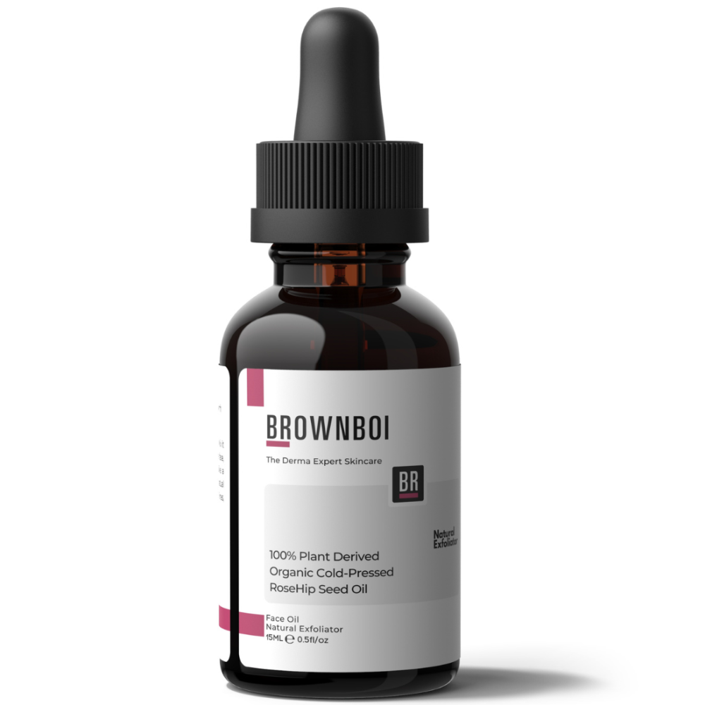 BrownBoi 100% Plant Derived Organic Cold-Pressed RoseHip Seed Oil, Face Oil Natural Exfoliator