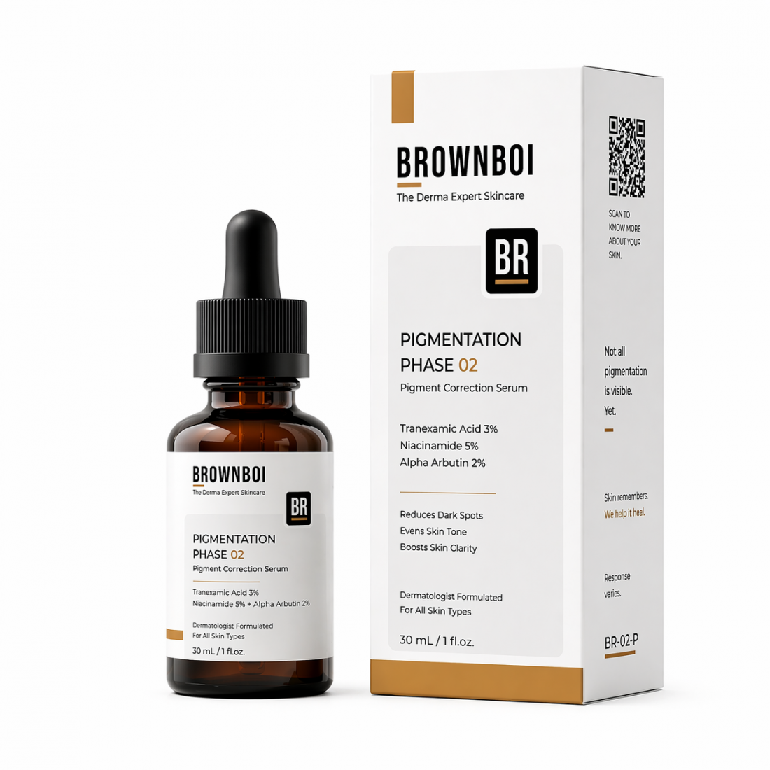 BrownBoi Pigmentation Phase 02 Serum for Dark Spots & Uneven Skin Tone | Tranexamic Acid 3% + Niacinamide 5% + Alpha Arbutin 2% 