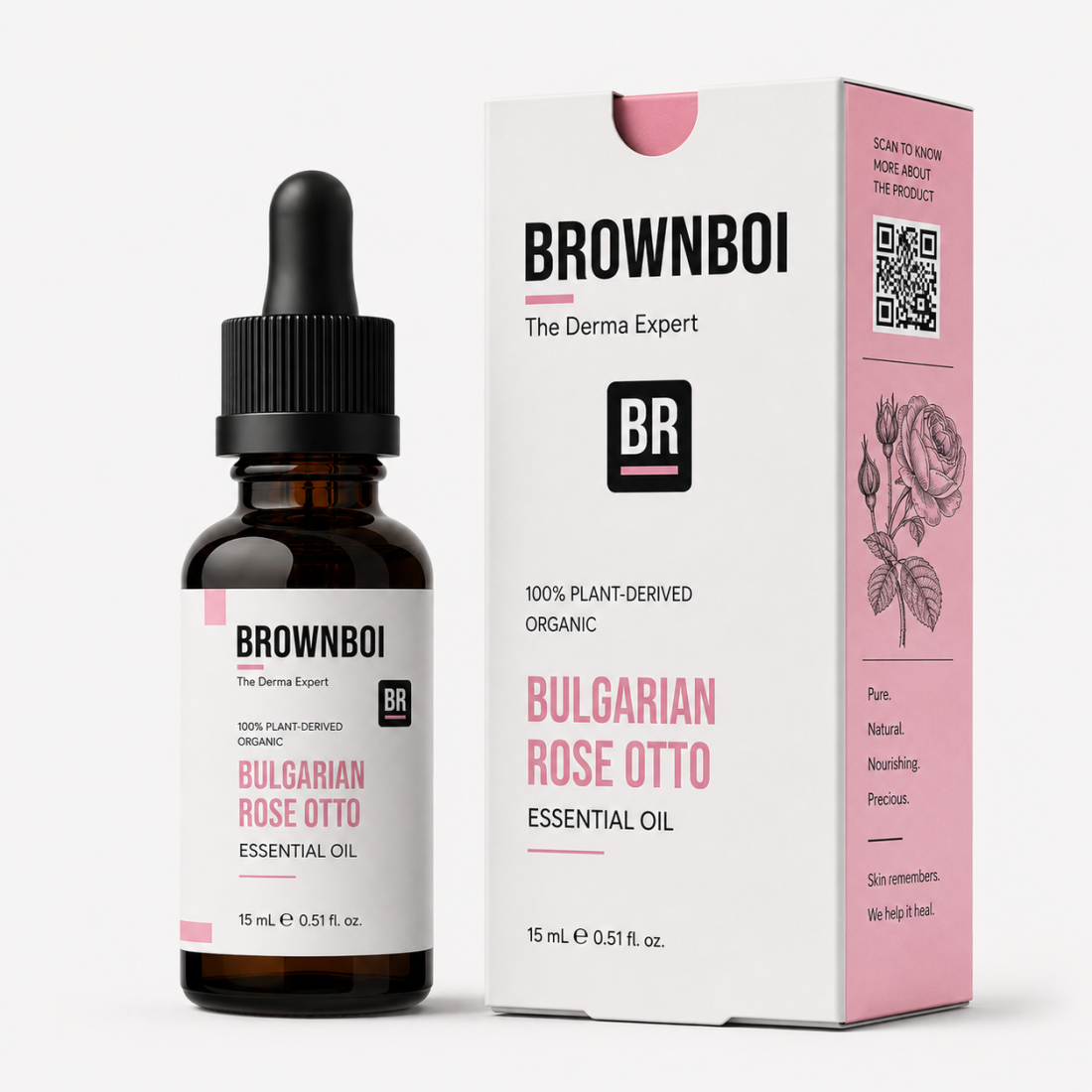 100% Plant Derived Organic Bulgarian Rose Otto Essential Oil, Rosa Damascena Face Oil
