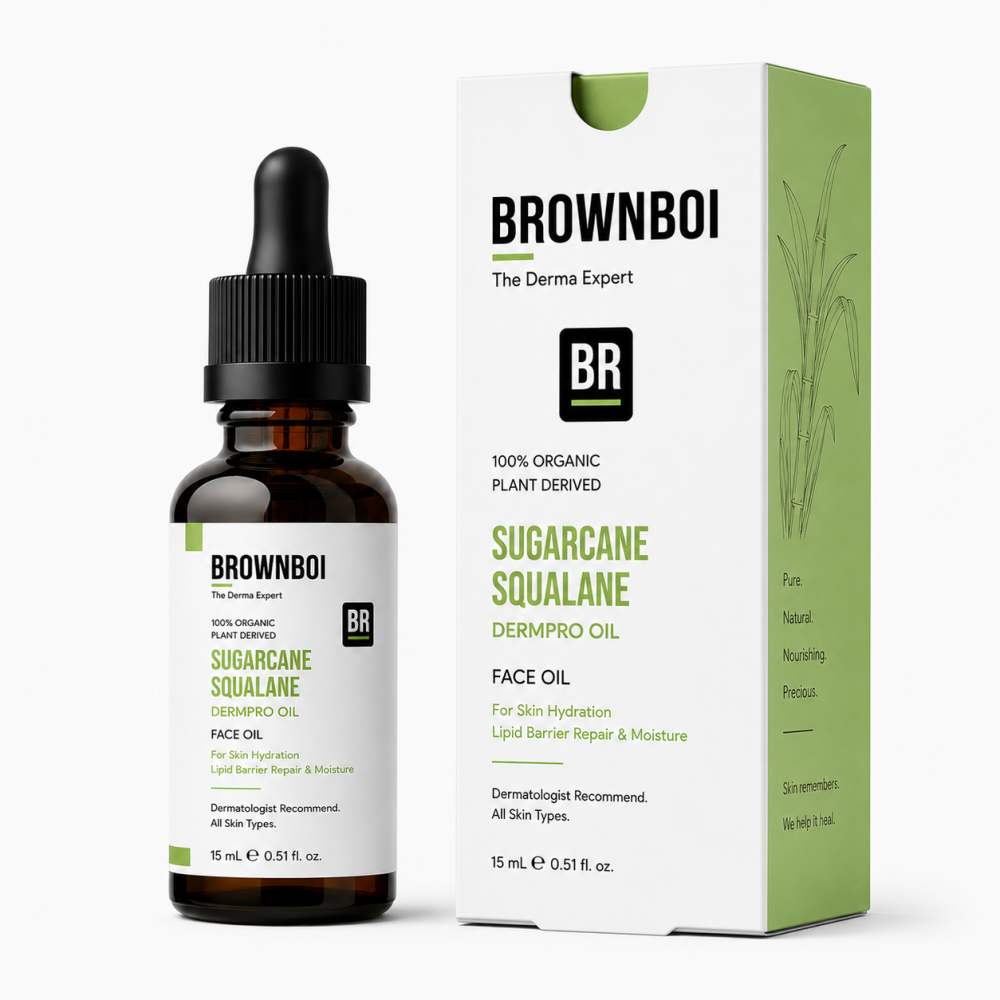 BrownBoi 100% Organic Plant Derived Sugarcane Squalane DermPro Oil, Face Oil For Skin Hydration Lipid Barrier Repair & Moisture
