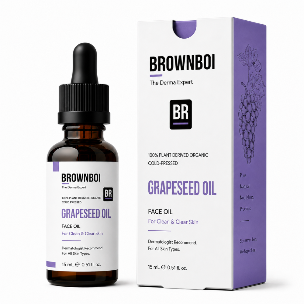BrownBoi 100% Plant Derived Organic Cold Pressed Grapeseed Oil - Face Oil For Clean & Clear Skin